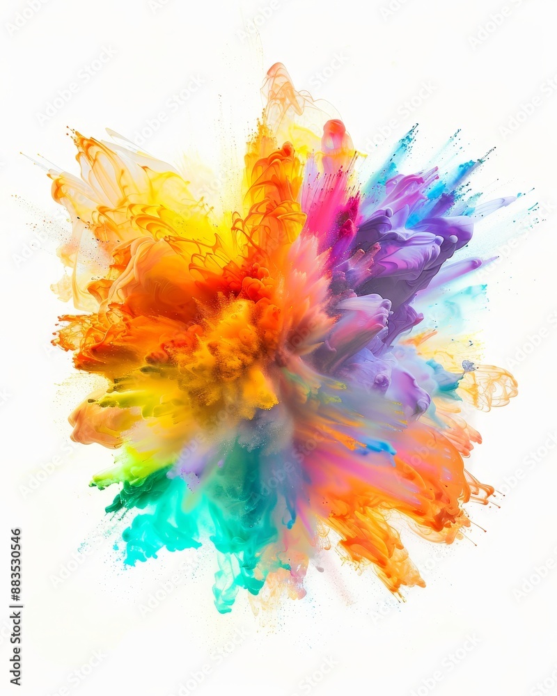 Obraz premium Vibrant Color Explosion: Artistic Expression on White Background