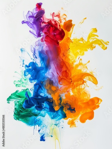 Vibrant Color Burst: Artistic Expression on White Background