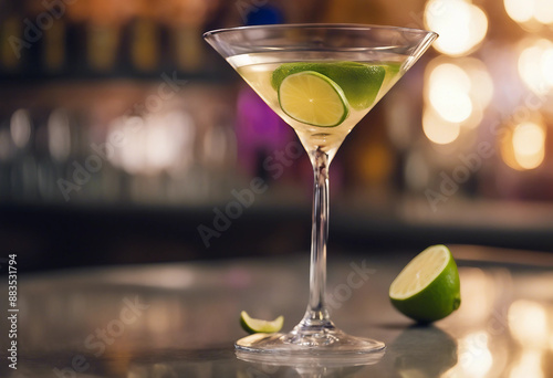 Wallpaper Mural Cosmopolitan in a martini glass with a lime wedge in an upscale cocktail lounge Torontodigital.ca