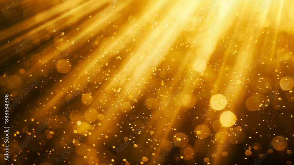 Obraz premium The effect of golden light rays that radiate across the surface, intertwining with various geometric shapes.