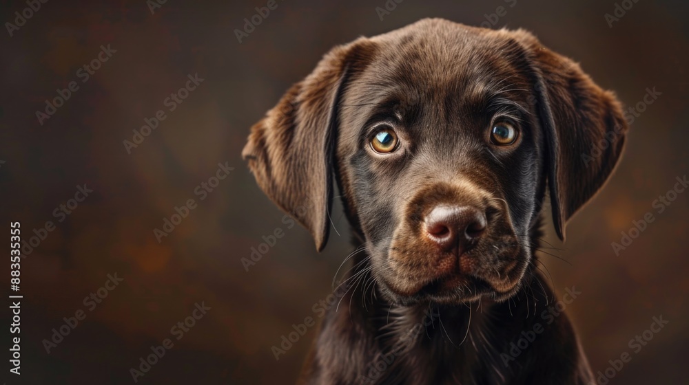 Fototapeta premium A close-up shot of a brown dog's face, highlighting its bright blue eyes