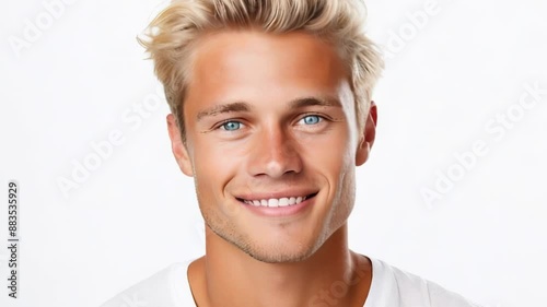 portrait of handsome blond man looking at camera

