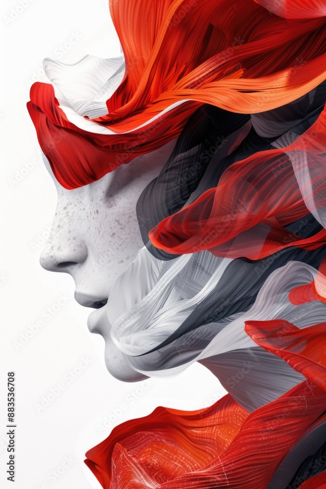 Fototapeta premium Close-up portrait of a woman with bright red hair