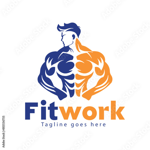 Fitness gym logo Vector illustration design, Generative Ai photo