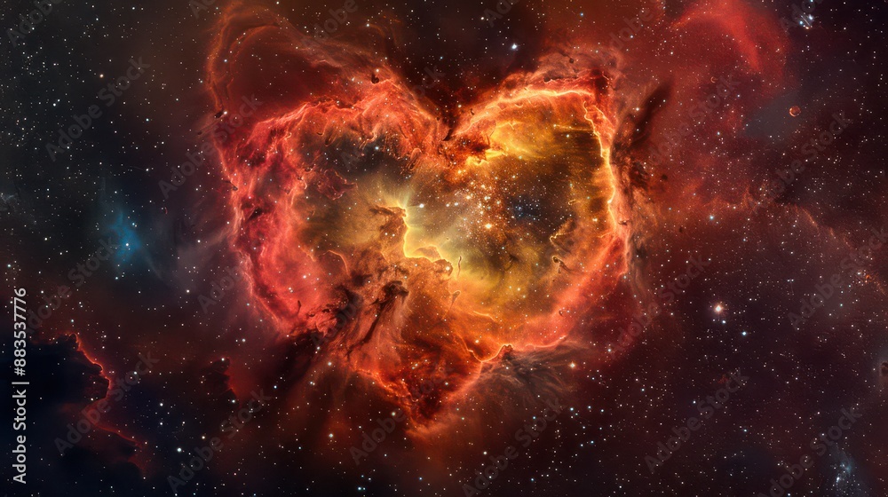 Fototapeta premium Heart nebula in space with colorful background and stars symbolizing endless love and romance