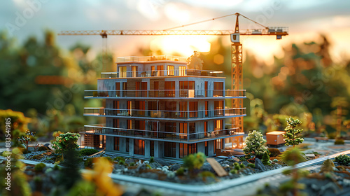 Development stages of a new real estate project from land acquisition to final construction