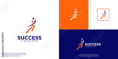 human success logo, achievement, character, logo design vector.