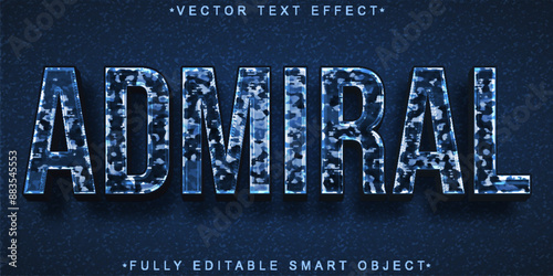 Admiral Vector Fully Editable Smart Object Text Effect Blue Camo Soldier