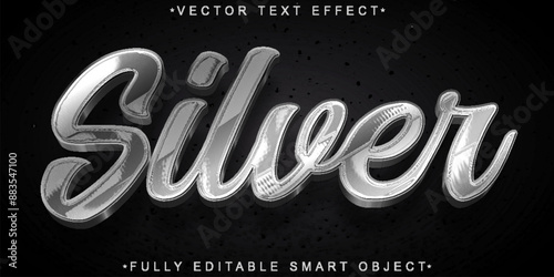 Metallic Silver Vector Editable Text Effect Template