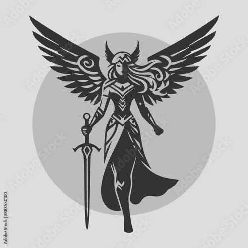 Illustration valkyrie simple and elegant black