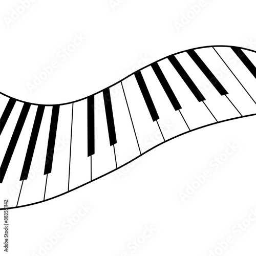 Piano keyboard element on white background, musical vector illustration.