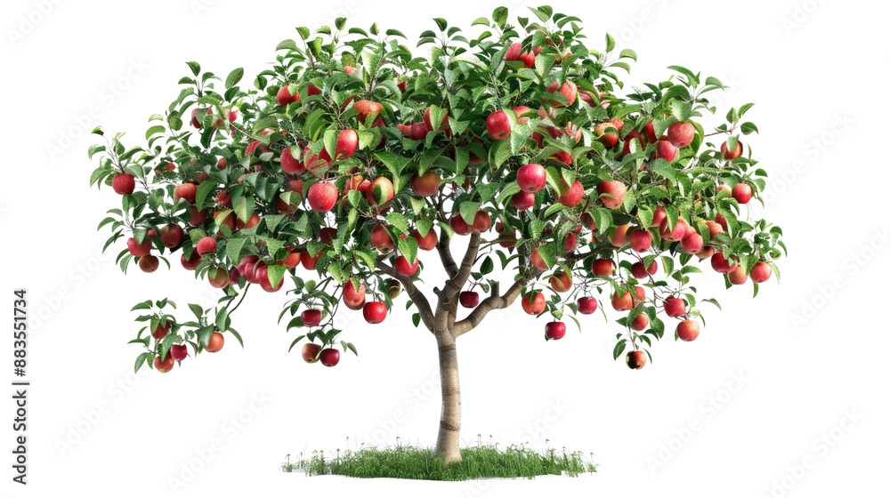 Orchard tree with ripe red apples on a transparent background Orchard tree with ripe red apples on a transparent background