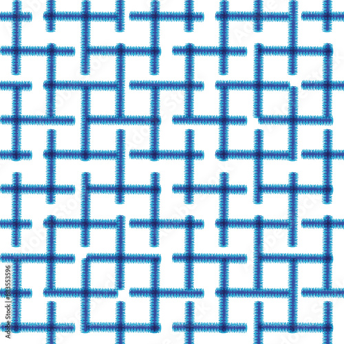 simple vertical check and horizontal line check texture outline abstract summer indigo blue pattern background design for textiles, tiles..,