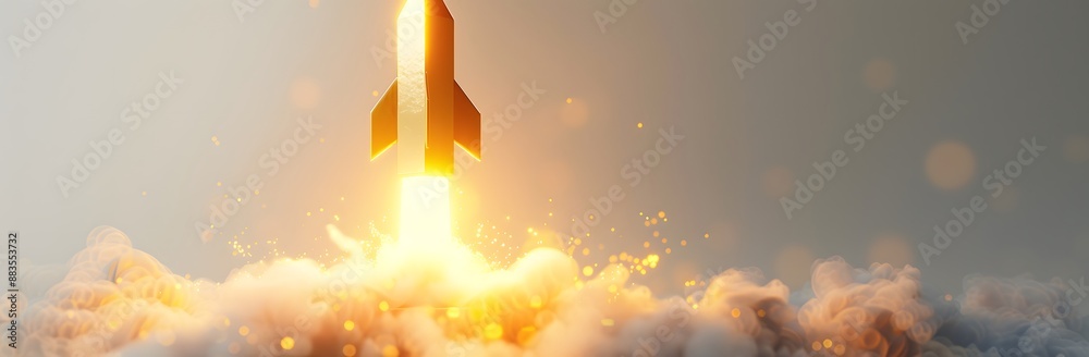 Golden Arrow Rising from Smoke Success Concept Golden Arrow Rising from Smoke Success Concept