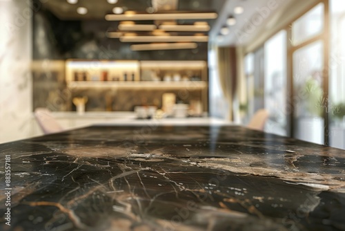 Modern empty dark marble table top 