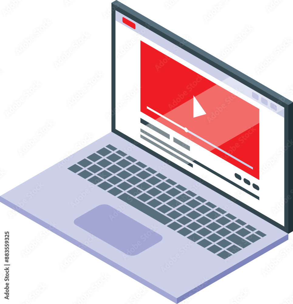 Laptop is displaying a video player, suggesting online learning and digital content consumption Laptop is displaying a video player, suggesting online learning and digital content consumption