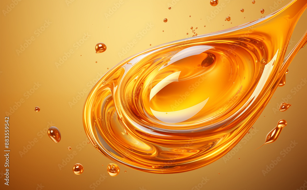 Fototapeta premium A drop of liquid amber falling to the surface