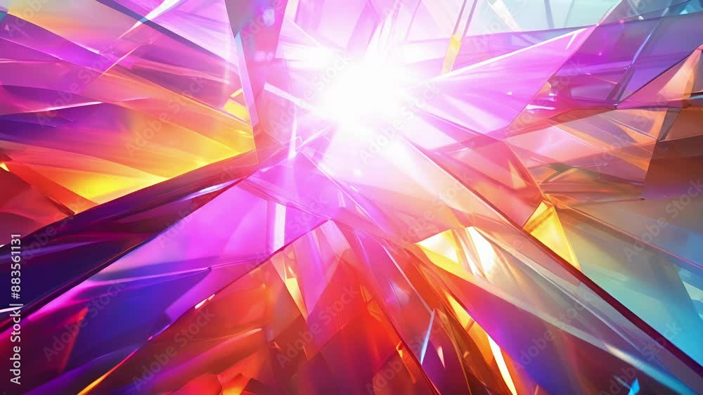 Splinters of light shining through a prism revealing a world of vibrant and complex shapes. Splinters of light shining through a prism revealing a world of vibrant and complex shapes.