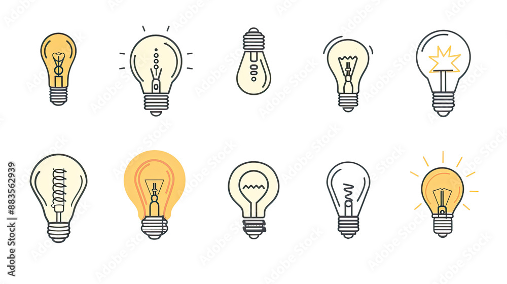 Collection of light bulbs on a transparent background Collection of light bulbs on a transparent background