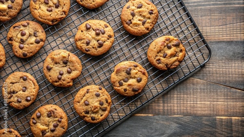 Freshly baked chocolate chip cookies on a cooling rack , delicious, homemade, sweet, dessert, baking, chocolate, chips, treat