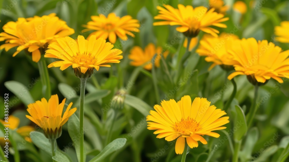 Calendula, also known as pot marigold, brings sunny yellow and orange flowers to gardens, often used in herbal remedies Calendula, also known as pot marigold, brings sunny yellow and orange flowers to gardens, often used in herbal remedies