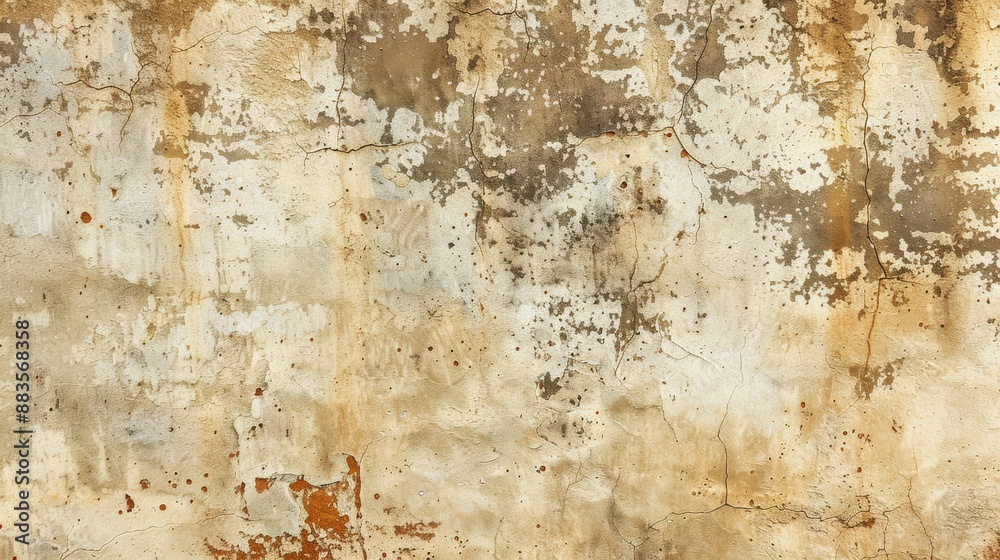 Weathered beige concrete wall texture with cracks and peeling paint Weathered beige concrete wall texture with cracks and peeling paint