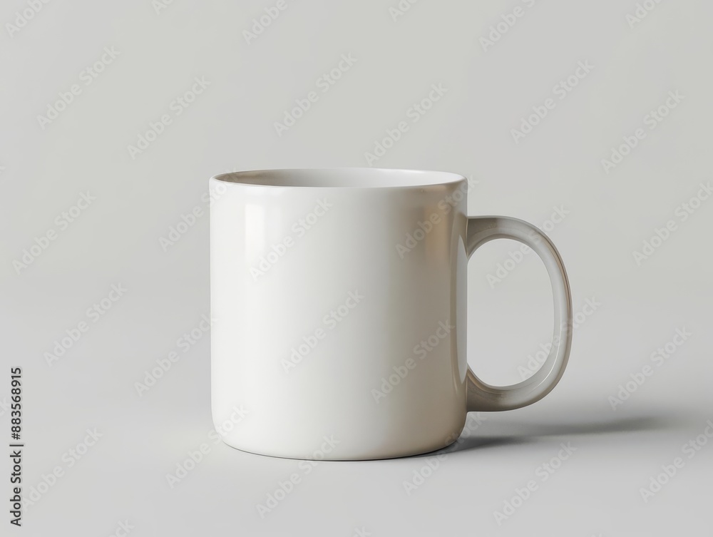Obraz premium Blank mock up of a matte finish mug, isolated on a light grey background, simple and clean