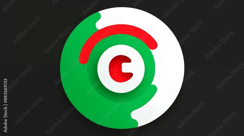 Abstract Green and Red Circular Design Icon on Dark Background Abstract Green and Red Circular Design Icon on Dark Background