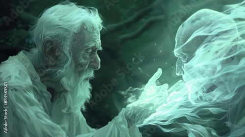 On the International Day of Older Persons, a supernatural scene revealed elders sharing ancient wisdom with ethereal beings