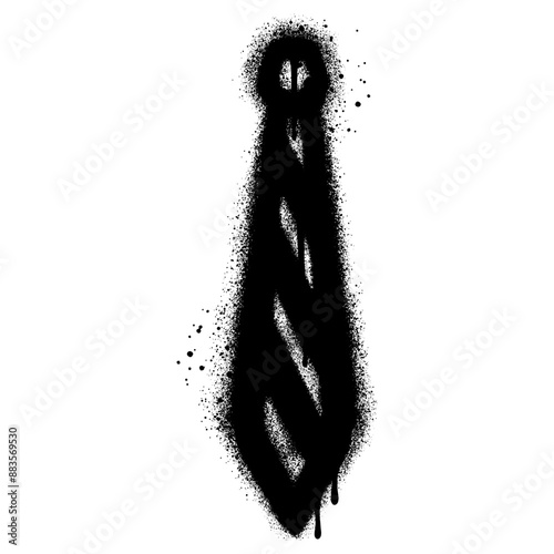 Necktie graffiti with black spray paint.vector illustration.