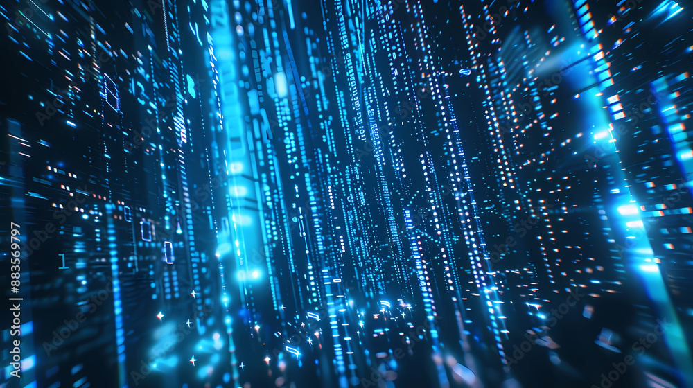 Digital data background with binary code and computer screen Digital data background with binary code and computer screen