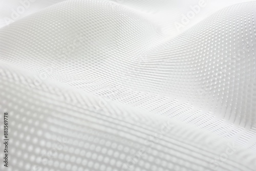 White Synthetic Textile with Breathable, Geometric Ripple Design A Close-Up Abstract