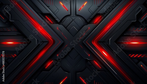 Futuristic red and black gaming background with glowing neon lights