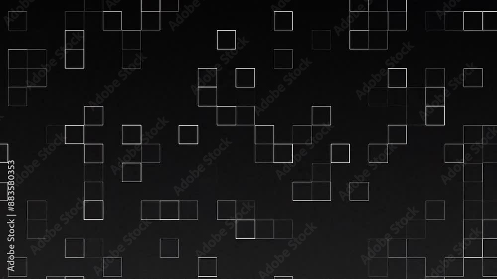 Abstract black and white squares animation digital background
