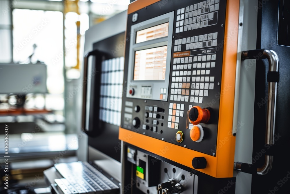 Complexity revealed cnc machine control panel shows data and graphs on multiple screens Complexity revealed cnc machine control panel shows data and graphs on multiple screens