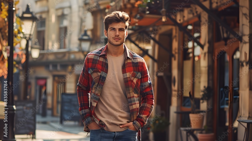 Obraz premium Handsome young man dressed in casual clothing. 