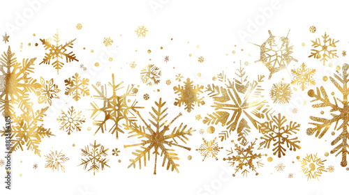 Obraz na płótnie Yellow snowflakes on a transparent background w salonie