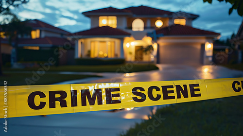 Crime Scene Tape Outside A Home