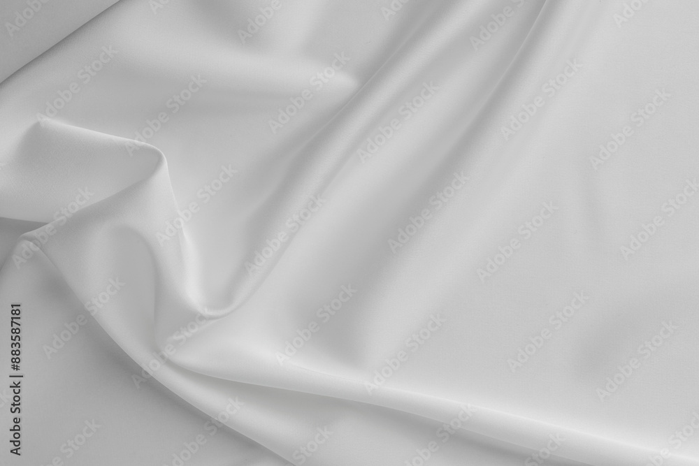 Texture of crumpled white silk fabric as background, top view Texture of crumpled white silk fabric as background, top view