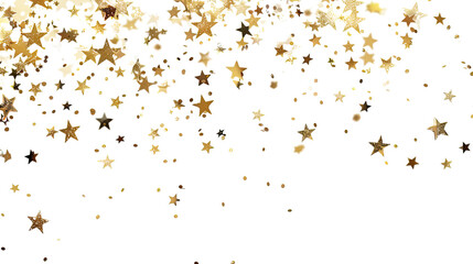 Flying sparkling stars on a transparent background