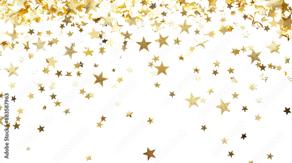 Flying sparkling stars on a transparent background