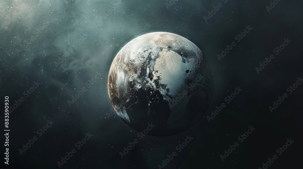 Fototapeta premium The Earth beautifully illuminated against a dark cosmic background that highlights the planet's serene beauty amidst the vast, mysterious expanse of space.