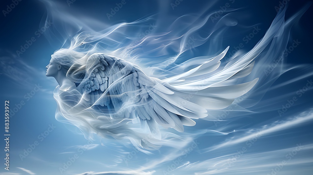 High resolution images A photo of an angel in the sky, with white wings ...