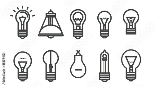 Set of household lamps on a transparent background