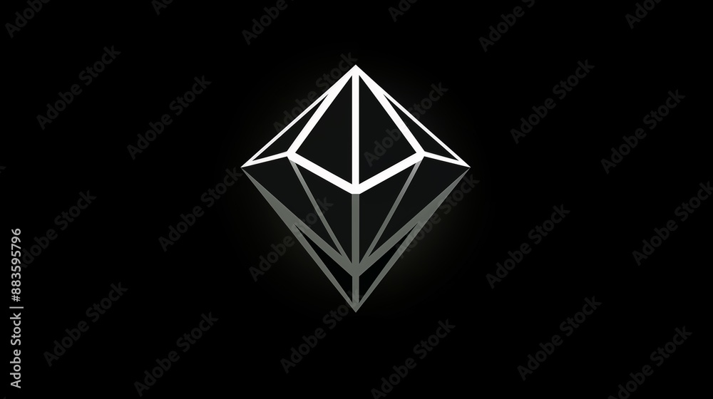 Geometric Diamond with White Outline on Black Background Geometric Diamond with White Outline on Black Background