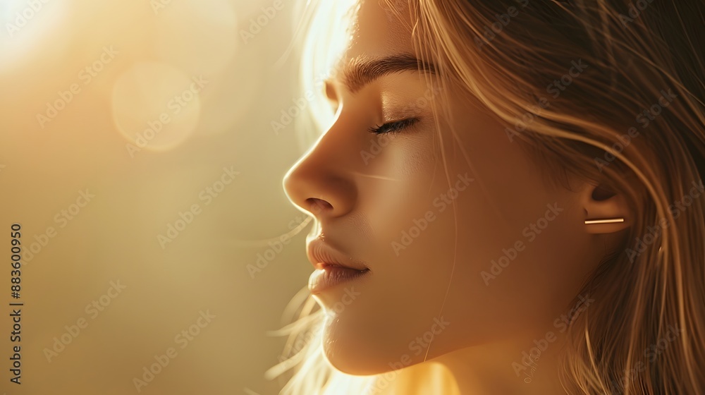 Profile portrait of a beautiful woman with a long straight hair. Profile portrait of a beautiful woman with a long straight hair.