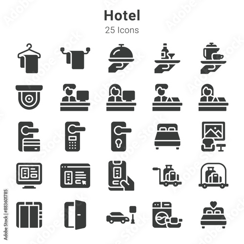 25 icons collection about hotel