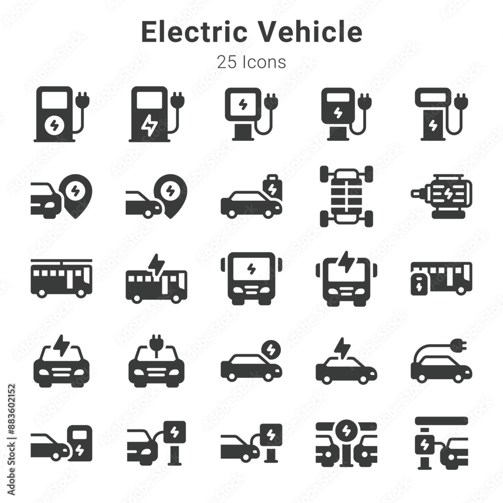 25 icons collection about electric vehicle 25 icons collection about electric vehicle