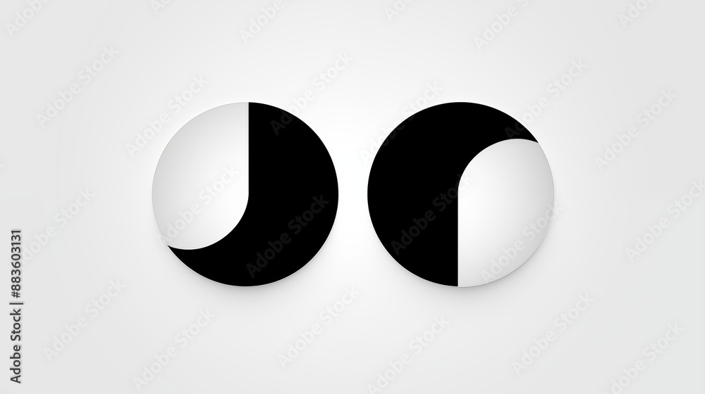 Abstract Black and White Circular Geometric Shapes with Shadow Effect