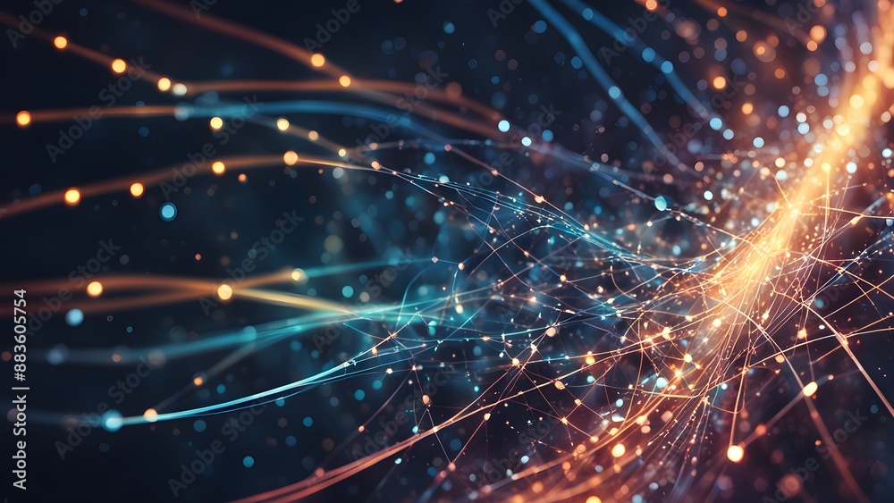 A colorful, abstract image of a stream of light with a blue and orange hue A colorful, abstract image of a stream of light with a blue and orange hue